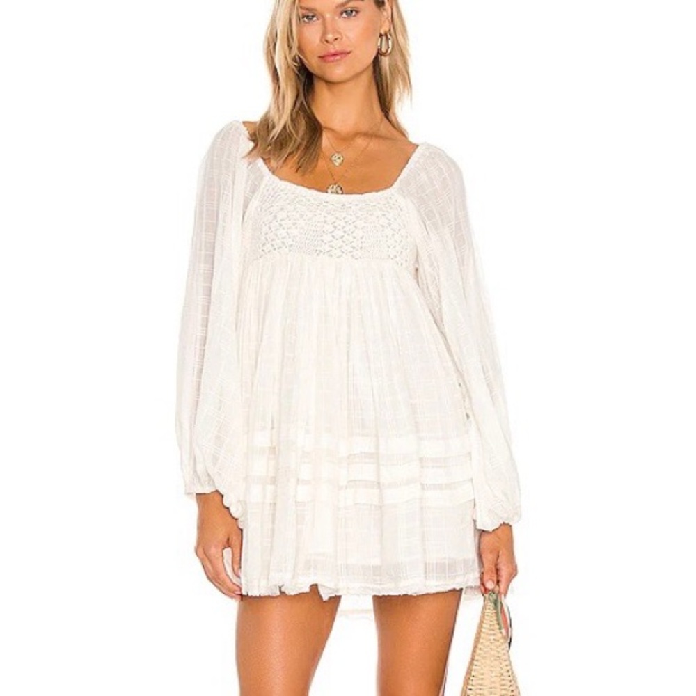 Free People Ari Mini Dress in Ivory Size Small